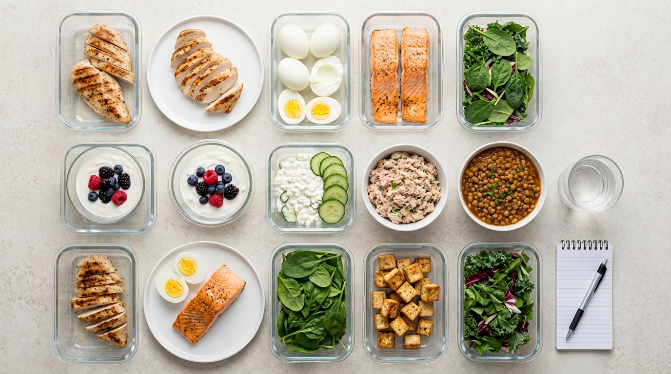 High protein meal plan for weight loss with portion-controlled meals and healthy protein foods